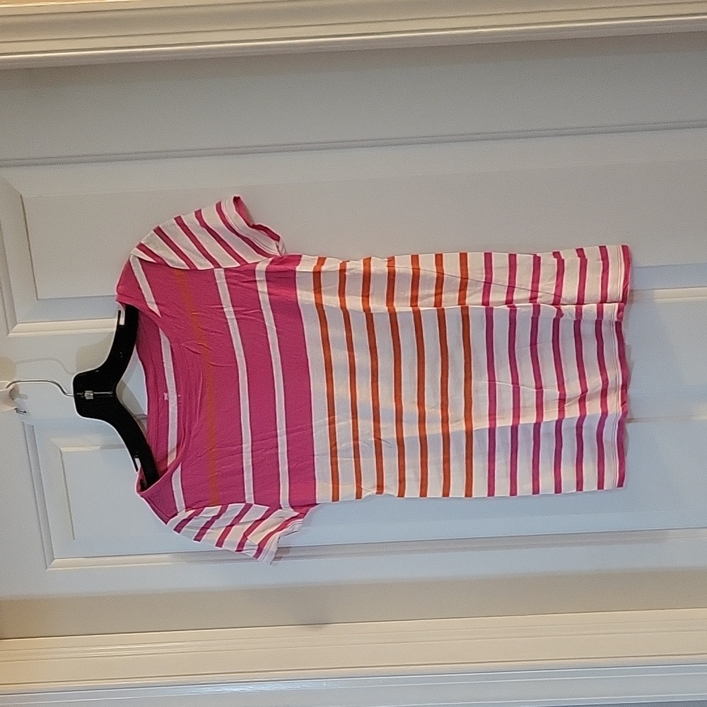 Talbots pink striped tee shirt small